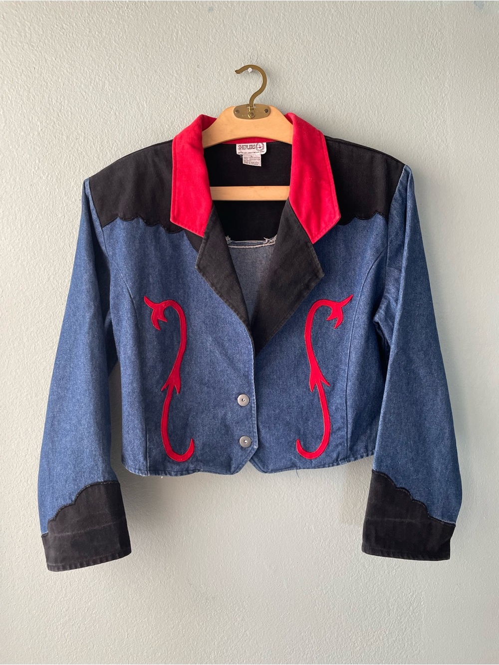 Sheplers | Vintage 80s Denim Western Blazer Jacket - Picture 3 of 9
